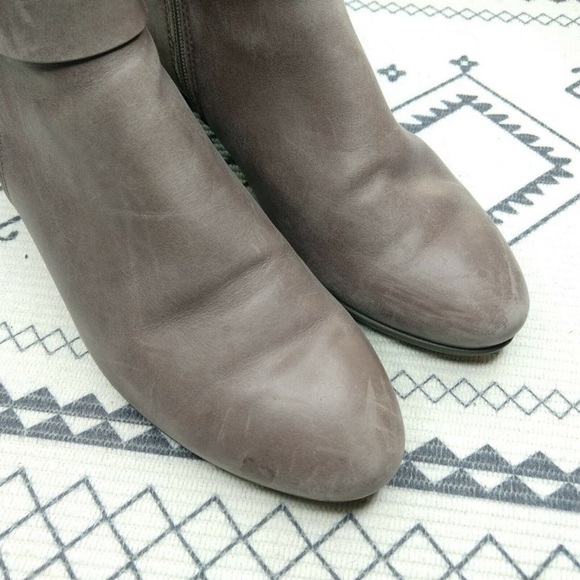 Ecco Ankle Boots Taupe Leather Sculpture Bootie - Picture 2 of 6